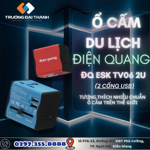 cắm du lịch Điện Quang ĐQ ESK TV06 2U ( 2 cổng USB )